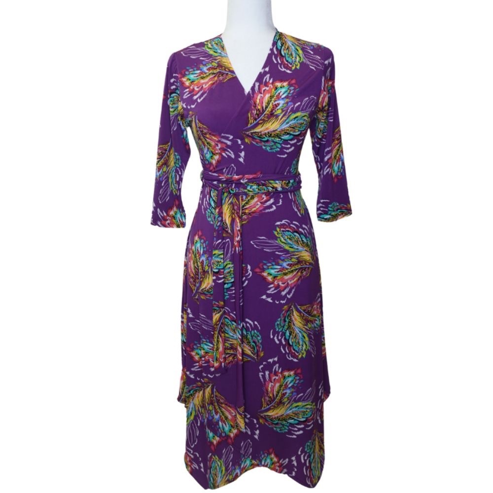 Purple Print Wrap Dress